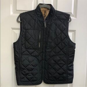 Ralph Lauren Black Quilted Vest Quilt Reversible Black / Animal Print